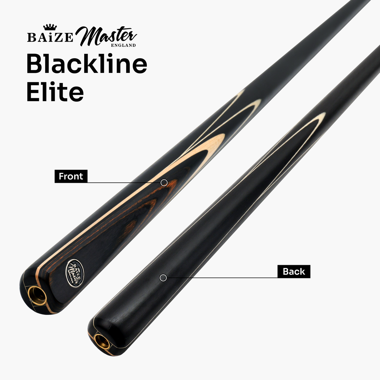 Baize Master BLACKLINE ELITE 2 Piece Snooker and Pool Cue 9.5mm Layered Tip