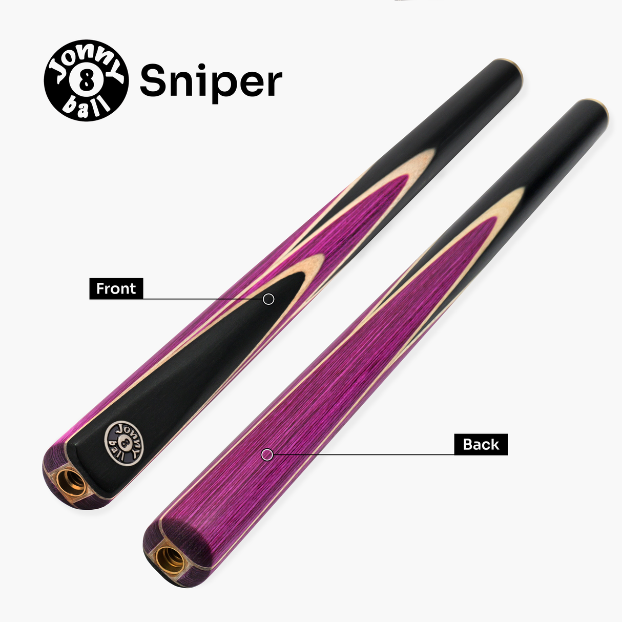 Jonny 8 Ball 3/4 SNIPER 57 Inch Ash English Pool Cue with 8mm Layered Pro Tip