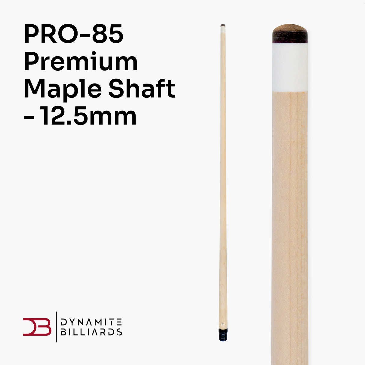 Dynamite Billiards PRO-85 Low Deflection Premium Tapered Maple Shaft, 12.5mm Everest Tip, Radial Joint
