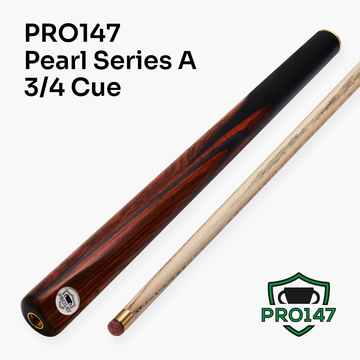 PRO147 Pearl Series Fire 3/4 Jointed Snooker Pool Cue and Case Set 9.5mm Pro Tip