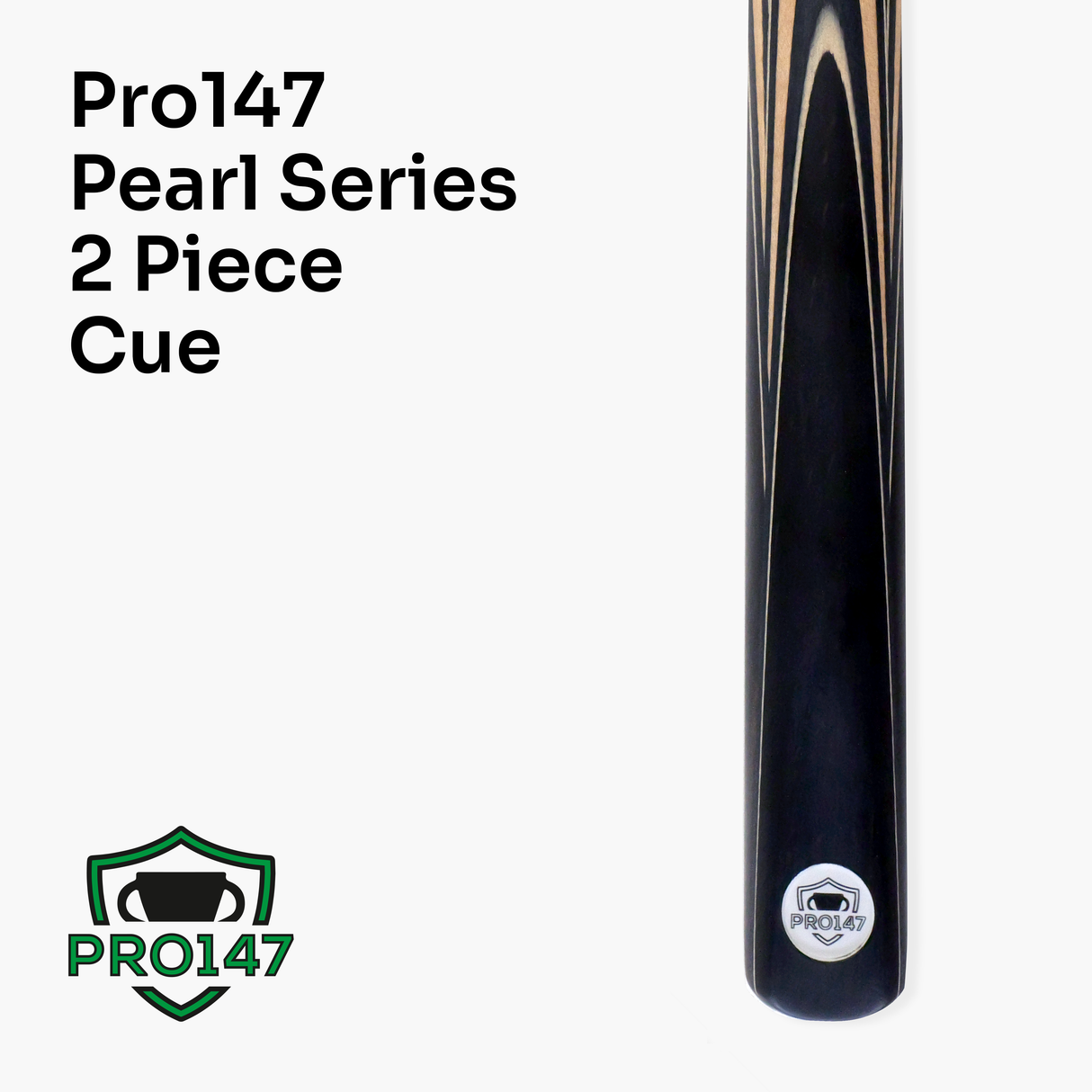 PRO147 Pearl Series Cream 57 Inch 2 Piece Snooker Pool Cue and Case Set 9.5mm Pro Leather Tip
