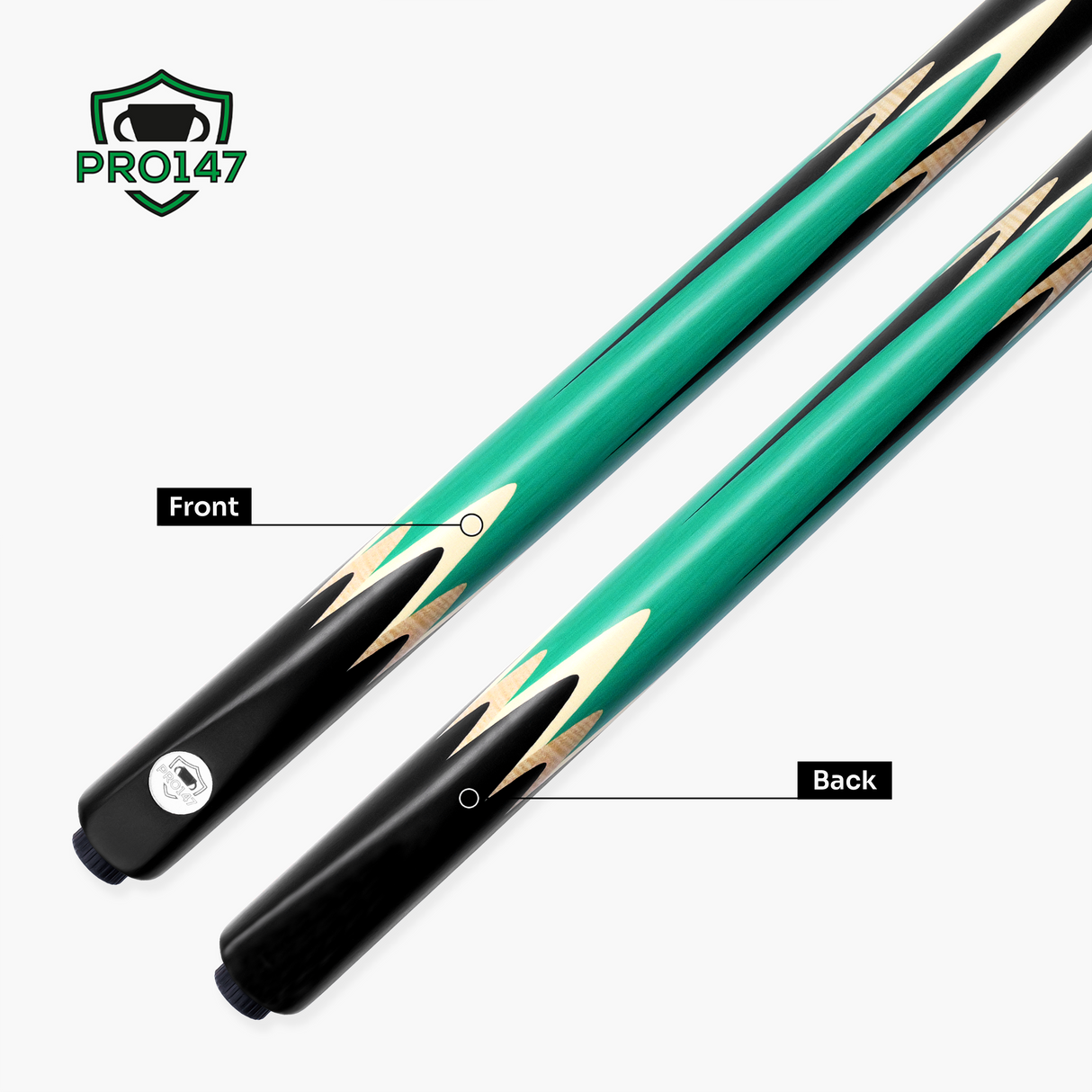 PRO147 Lancet 3/4 Joint Snooker and Pool Cue with 9.5mm Green Layered Tip