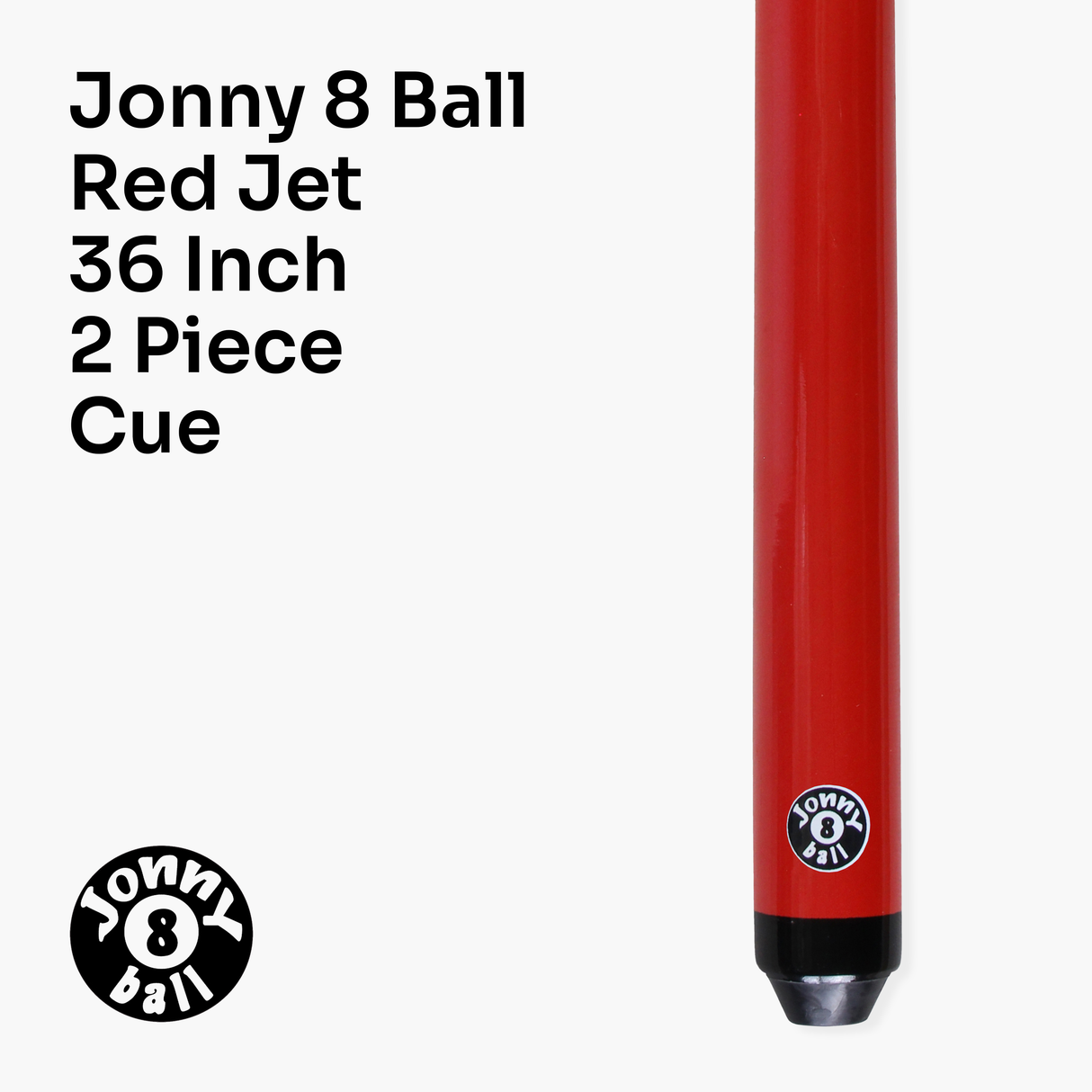 Jonny 8 Ball 36 inch RED JET JUNIOR 2 Pc Ash Pool Snooker Cue - 10mm Tip