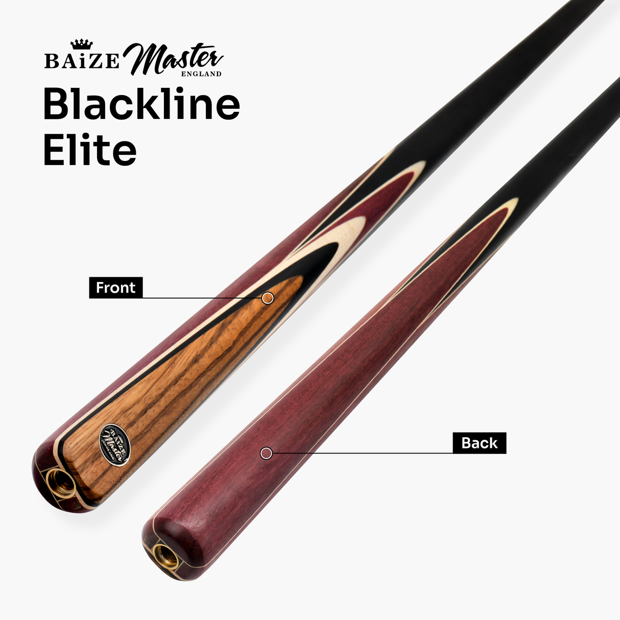 Baize Master BLACKLINE ELITE 2 Piece Snooker and Pool Cue 9.5mm Layered Tip
