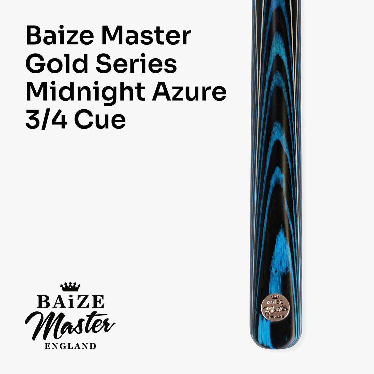 Baize Master Gold Series Midnight Collection 58 Inch ¾ Joint Premium Ash Snooker Pool Cue and Case Set 9.5mm Tip