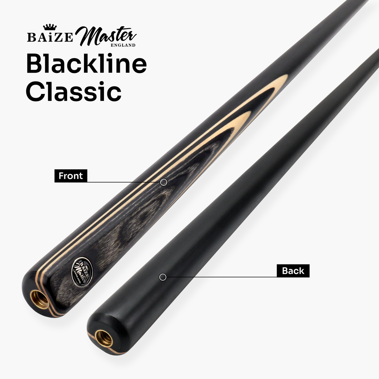 Baize Master BLACKLINE CLASSIC 2 Piece Snooker and Pool Cue 9.5mm Layered Tip