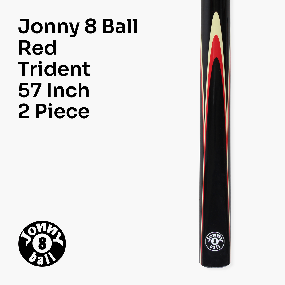 Jonny 8 Ball TRIDENT 57 Inch 2 Piece Centre Joint Ash Snooker Pool Cue with 9.5mm Tip