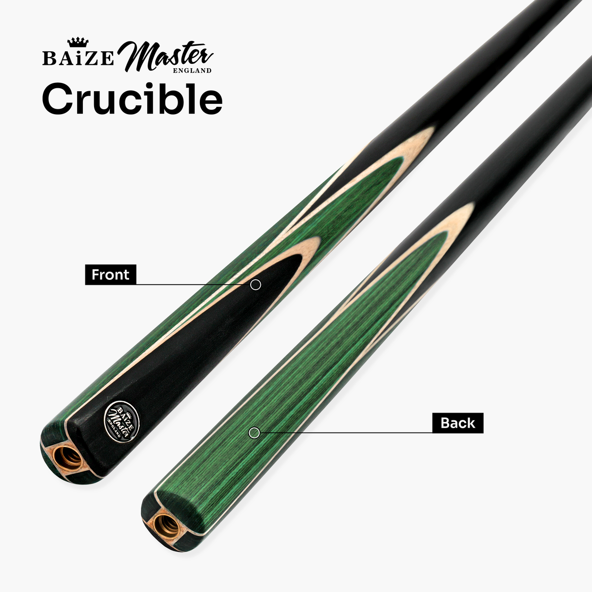Baize Master CRUCIBLE 2 Piece Snooker and Pool Cue and Case Set with 9.5mm Red Layered Pro Tip