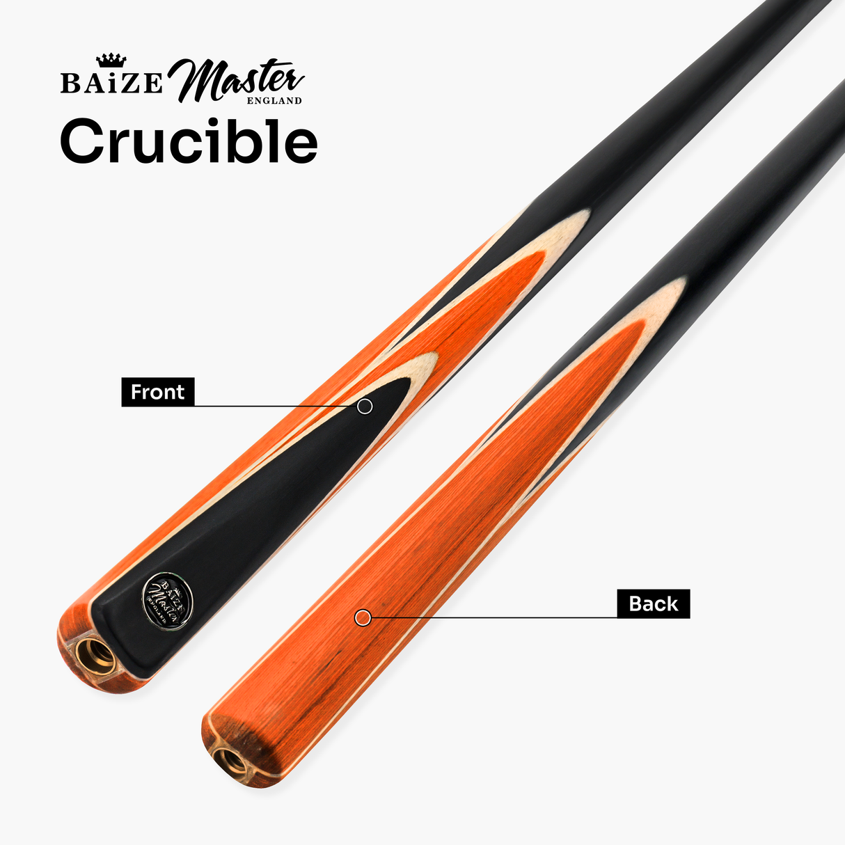Baize Master CRUCIBLE 2 Piece Snooker and Pool Cue and Case Set with 9.5mm Red Layered Pro Tip