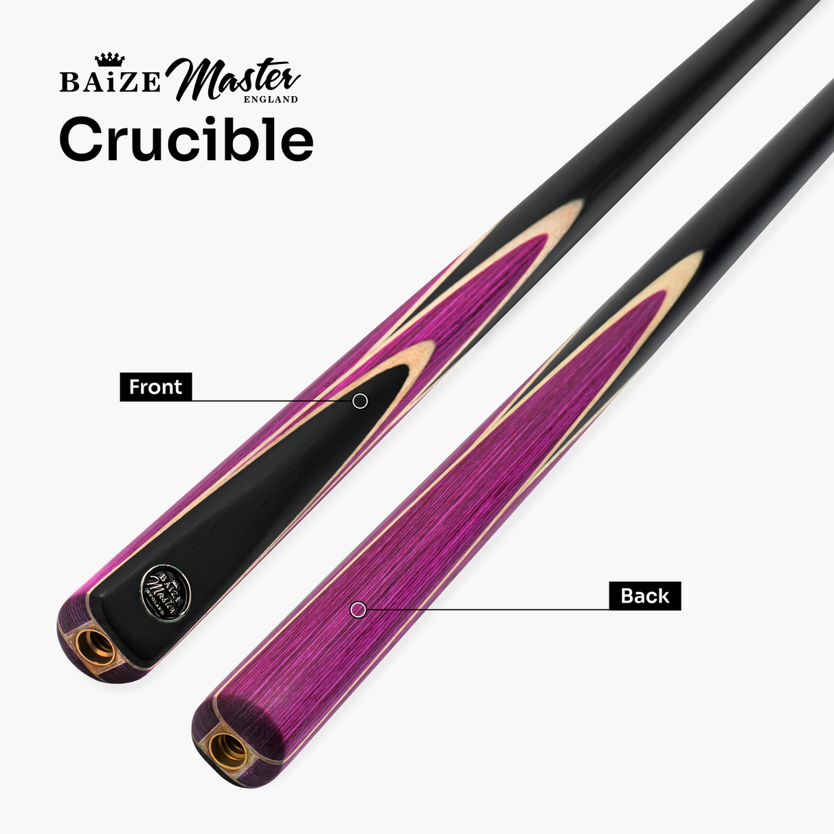 Baize Master CRUCIBLE 57 Inch 2 Piece Centre Joint Ash Snooker Pool Cue with 9.5mm Tip