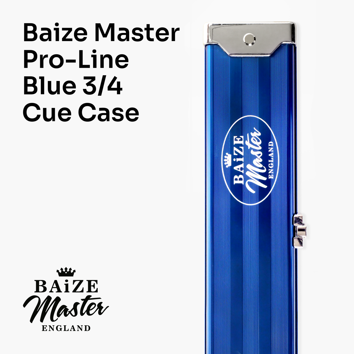 Baize Master BLUE 3/4 PRO LINE Aluminium Metal Ends Snooker Pool Cue Case - Holds 1 Cue