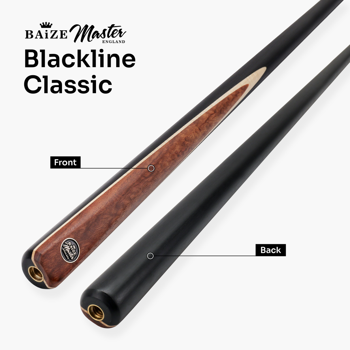 Baize Master BLACKLINE CLASSIC 2 Piece Snooker and Pool Cue 9.5mm Layered Tip