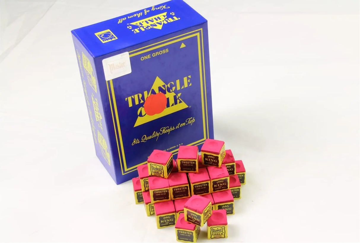 12 Pieces RED TRIANGLE Snooker & Pool Chalk - Worlds Most Popular Chalk! Cue & Case