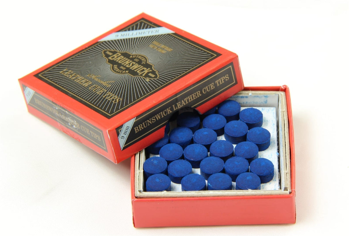 3 X 9mm Leather Blue Diamond Snooker Pool Cue Tips - Free Sandpaper