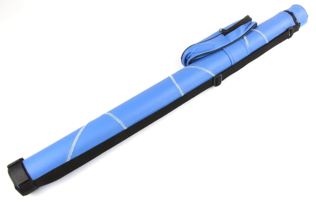 Trendy BLUE Tubular 2 pc Pool Snooker Cue Case - Large Accessory Pocket Cue & Case