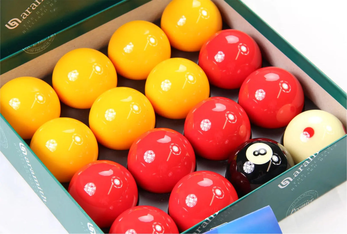 ARAMITH LEAGUE Red & Yellow 2'' Balls With PRO CUP Spotted Cue Ball Aramith