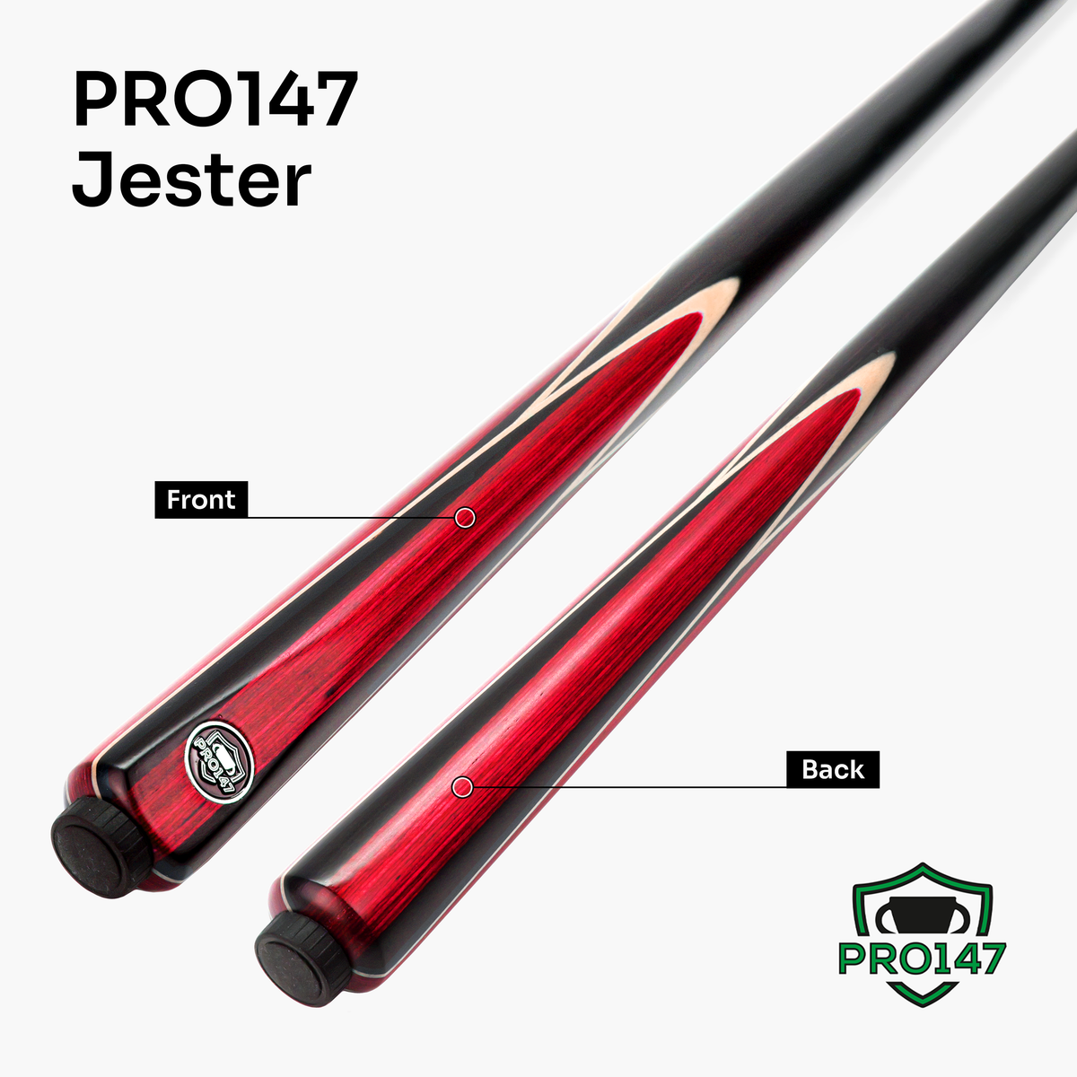PRO147 Jester 1 Piece Snooker and Pool Cue and Case Set with 9.3mm Pro Tip