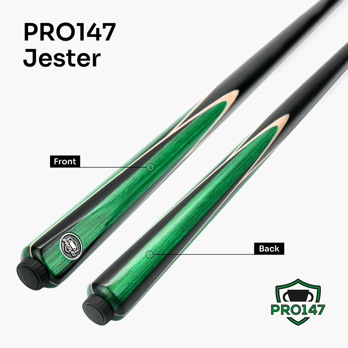 PRO147 Jester 1 Piece Snooker and Pool Cue and Case Set with 9.3mm Pro Tip