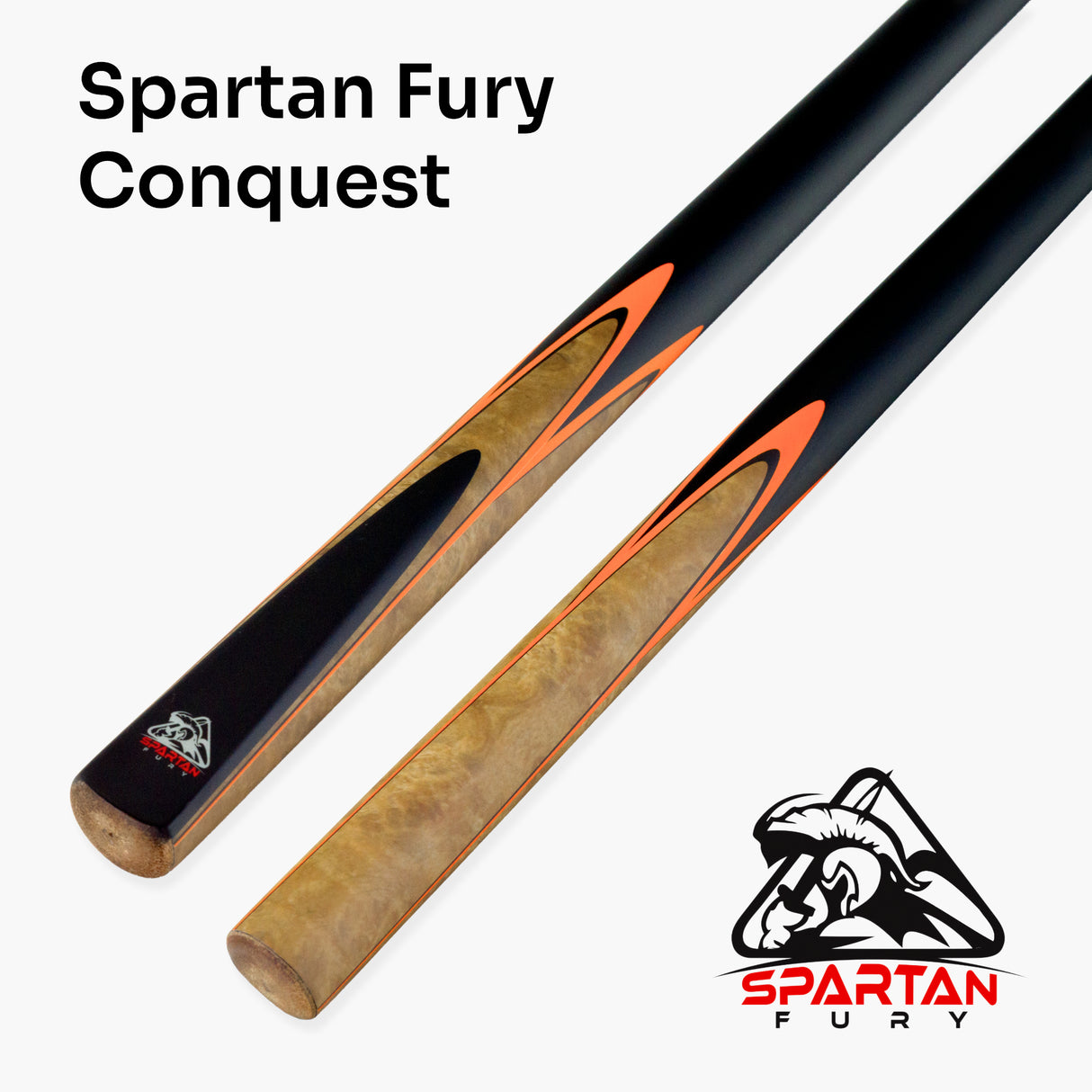 Spartan Fury CONQUEST 2 Piece Snooker Pool Cue and Soft Case Set 9.5mm Tip