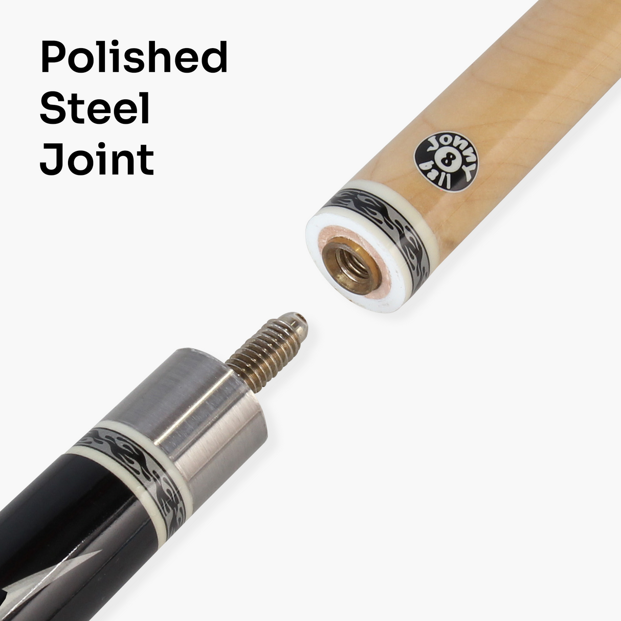 Jonny 8 Ball Flame 58" Maple Pool Snooker Cue with 11mm Tip and Hard Case