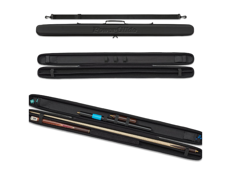PowerGlide Svartur Black 3/4 Tubular Snooker Pool Cue Case - Max Shaft Length 111cm