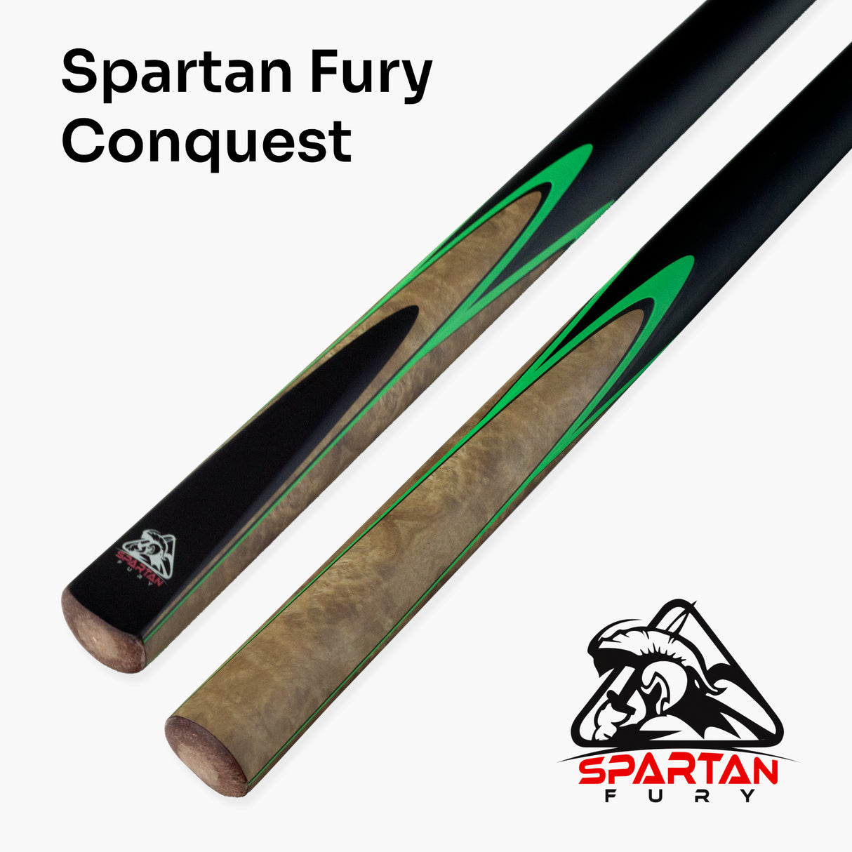 Spartan Fury CONQUEST 2 Piece Snooker Pool Cue and Soft Case Set 9.5mm Tip