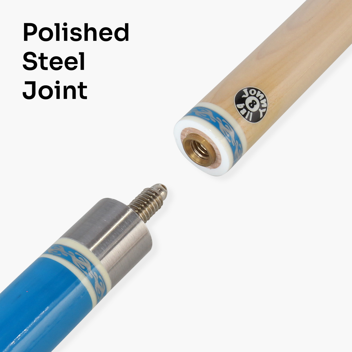 Jonny 8 Ball Flame 58" Maple Pool Snooker Cue with 11mm Tip and Heavy Duty Vinyl Soft Case