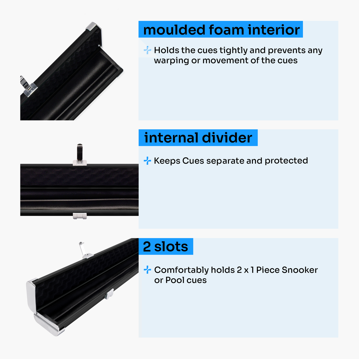 Baize Master Prestige 1 Piece Luxury Metal Cue Case - Holds 2 x 1 Piece Cues
