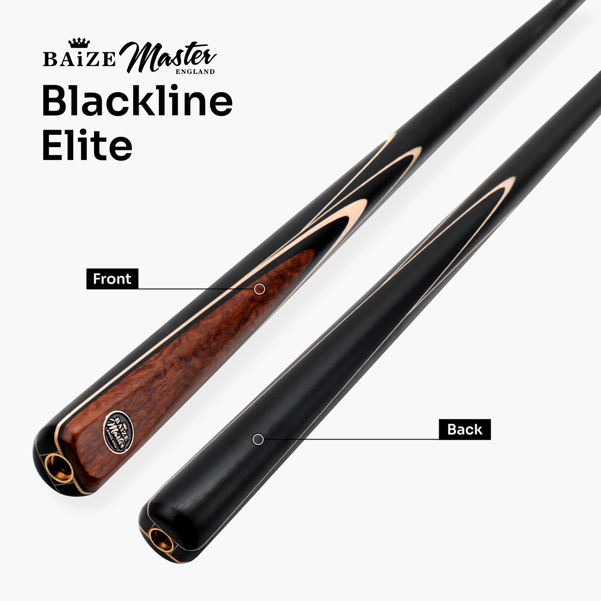 Baize Master BLACKLINE ELITE 2 Piece Snooker and Pool Cue and Case Set 9.5mm Layered Tip
