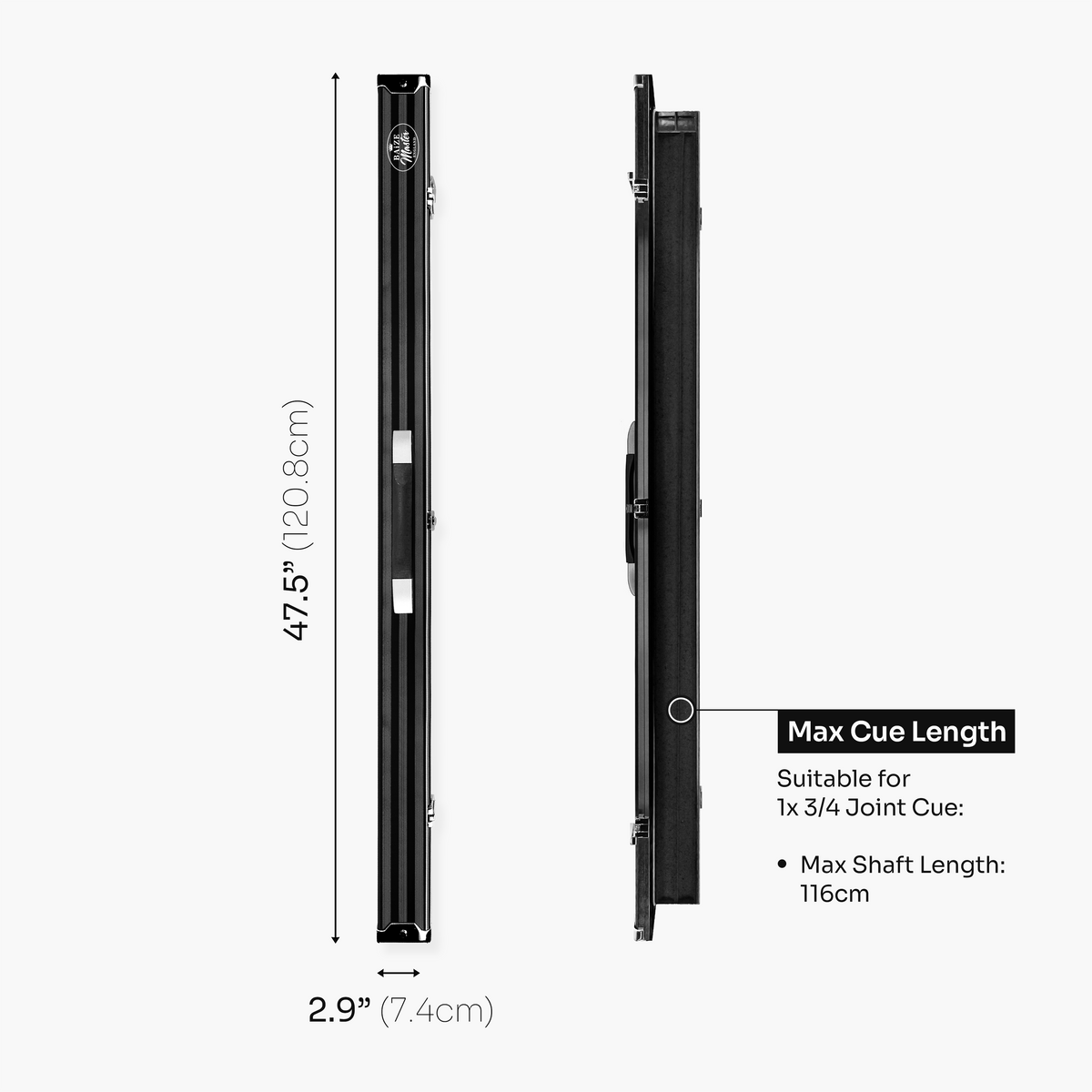 Baize Master Pro Line 3/4 2 Slot Luxury Aluminium Snooker and Pool Cue Case - Holds 1 Cue