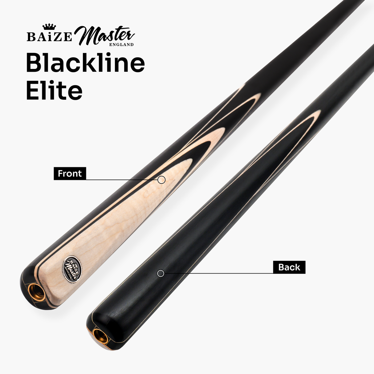 Baize Master BLACKLINE ELITE 2 Piece Snooker and Pool Cue and Case Set 9.5mm Layered Tip