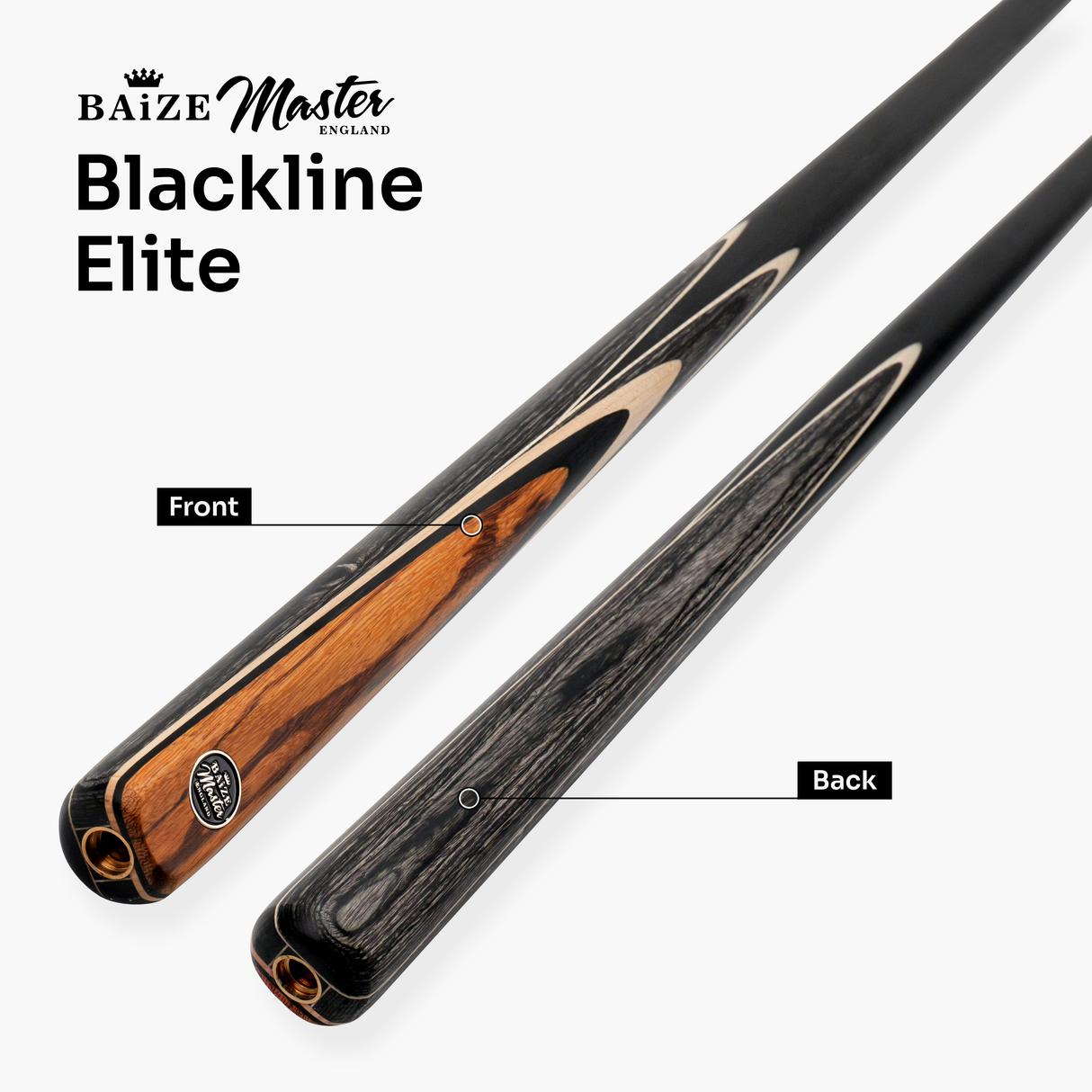 Baize Master BLACKLINE ELITE 2 Piece Snooker and Pool Cue and Case Set 9.5mm Layered Tip