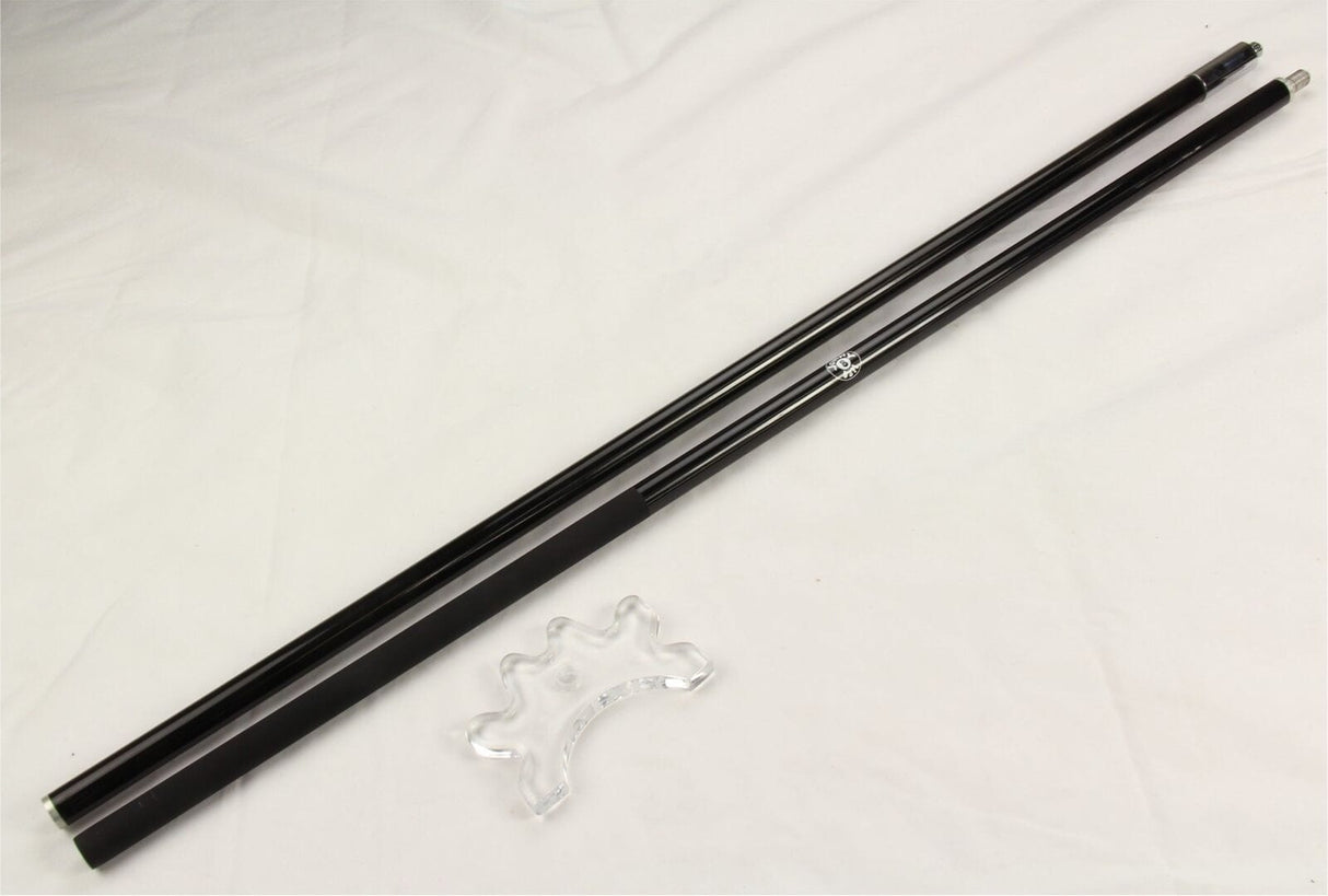 57 Inch Jonny 8 Ball Black Carbon 2pc SLIM LINE Snooker CUE REST and CLEAR Rest Head - Transportable
