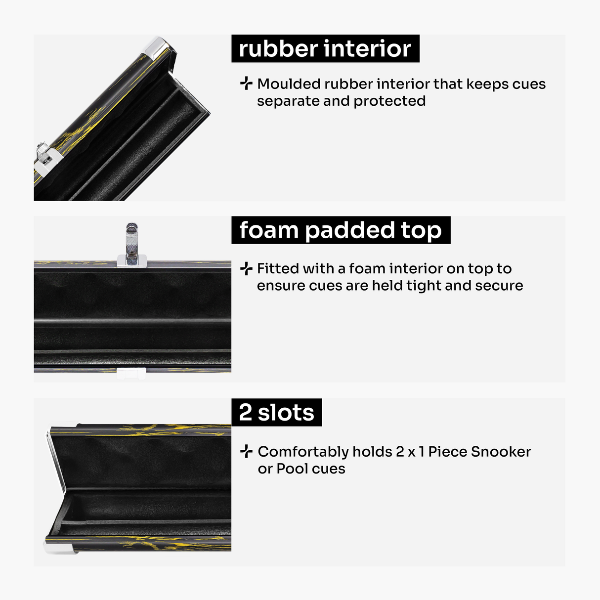 Baize Master Pro Aluminium One Piece Woodgrain Cue Case Metal Ends - Holds 2 Cues