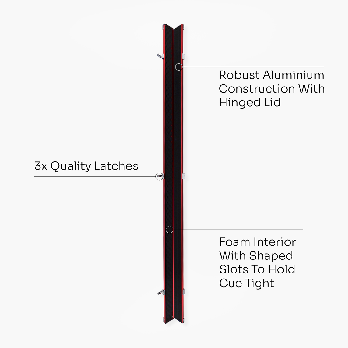 Baize Master SATIN LINE 3/4 Luxury Aluminium Cue Case - Holds 1 x 3/4 Joint Cue + Extensions