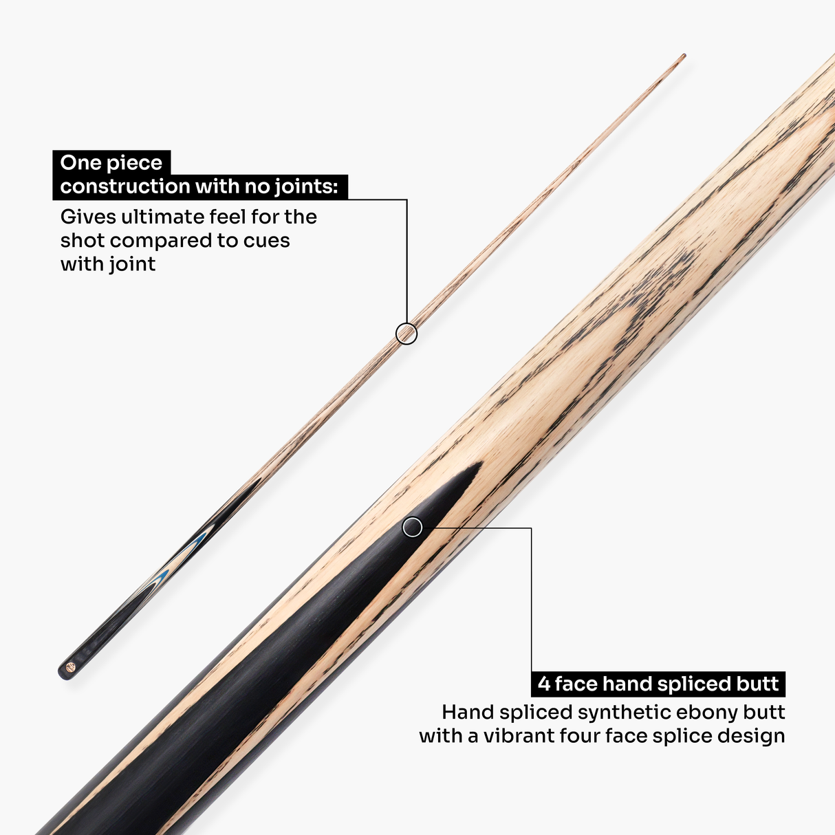 Baize Master Cobalt Marksman 57 Inch 1 Piece English Pool Cue with 8.5mm Baize Master Blue Pressed Tip