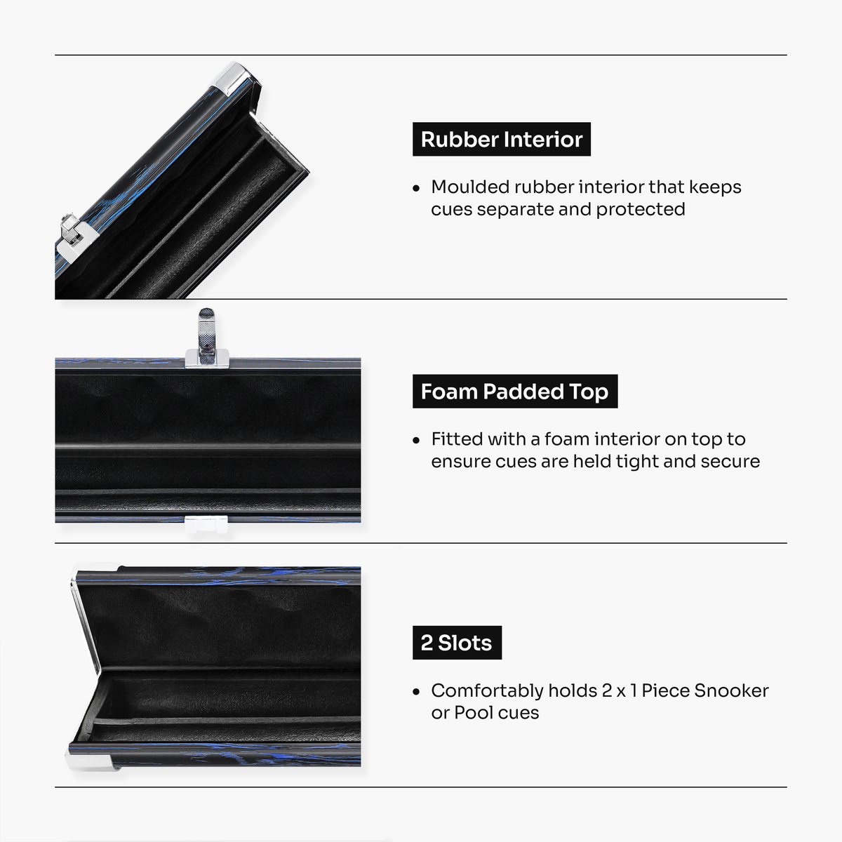 Baize Master Woodgrain 1 Piece 2 Slot Aluminium Snooker and Pool Cue Case - Holds 2 Cues