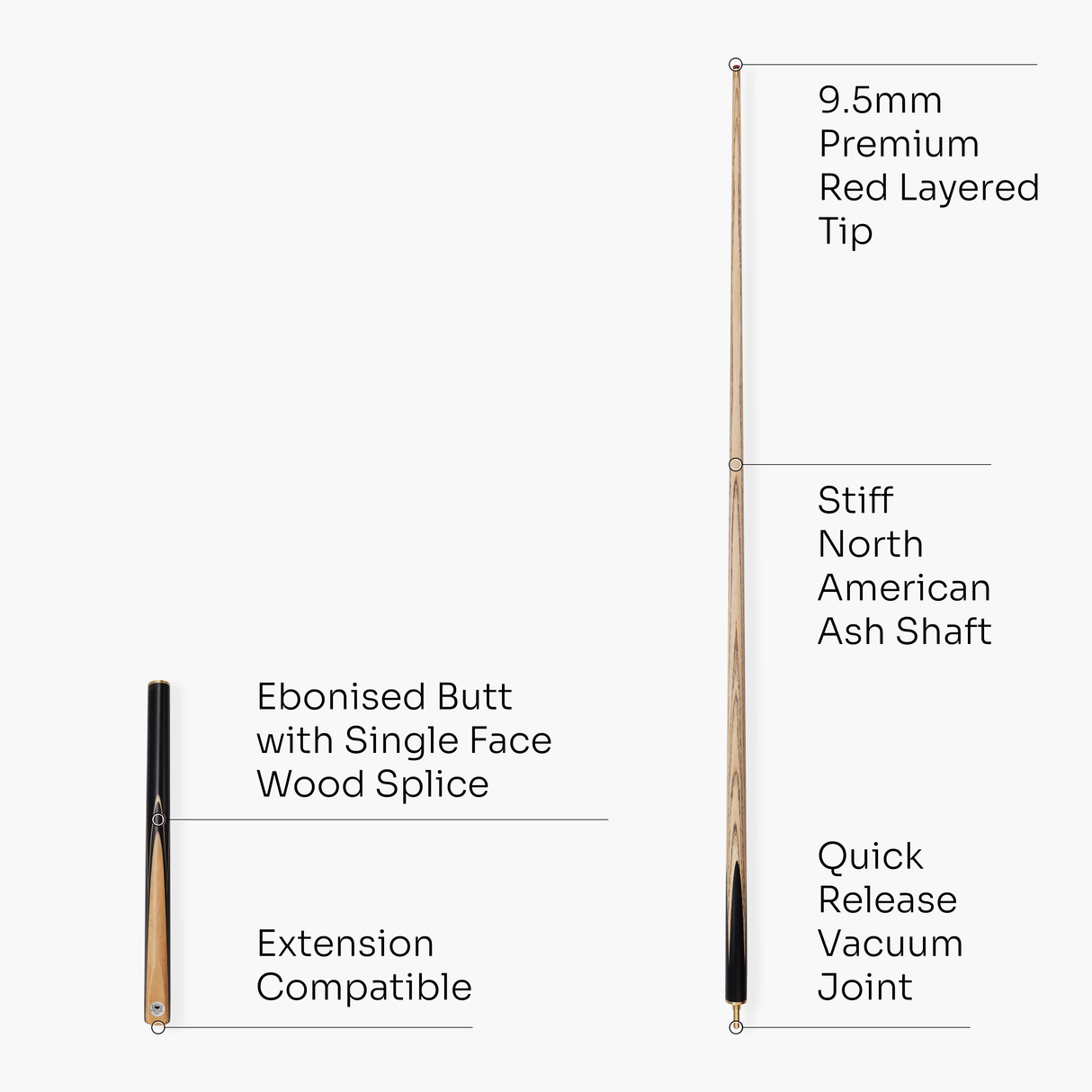 PRO147 Pearl Series Olive 57 Inch 3/4 Jointed Snooker Pool Cue and Case Set 9.5mm Pro Tip