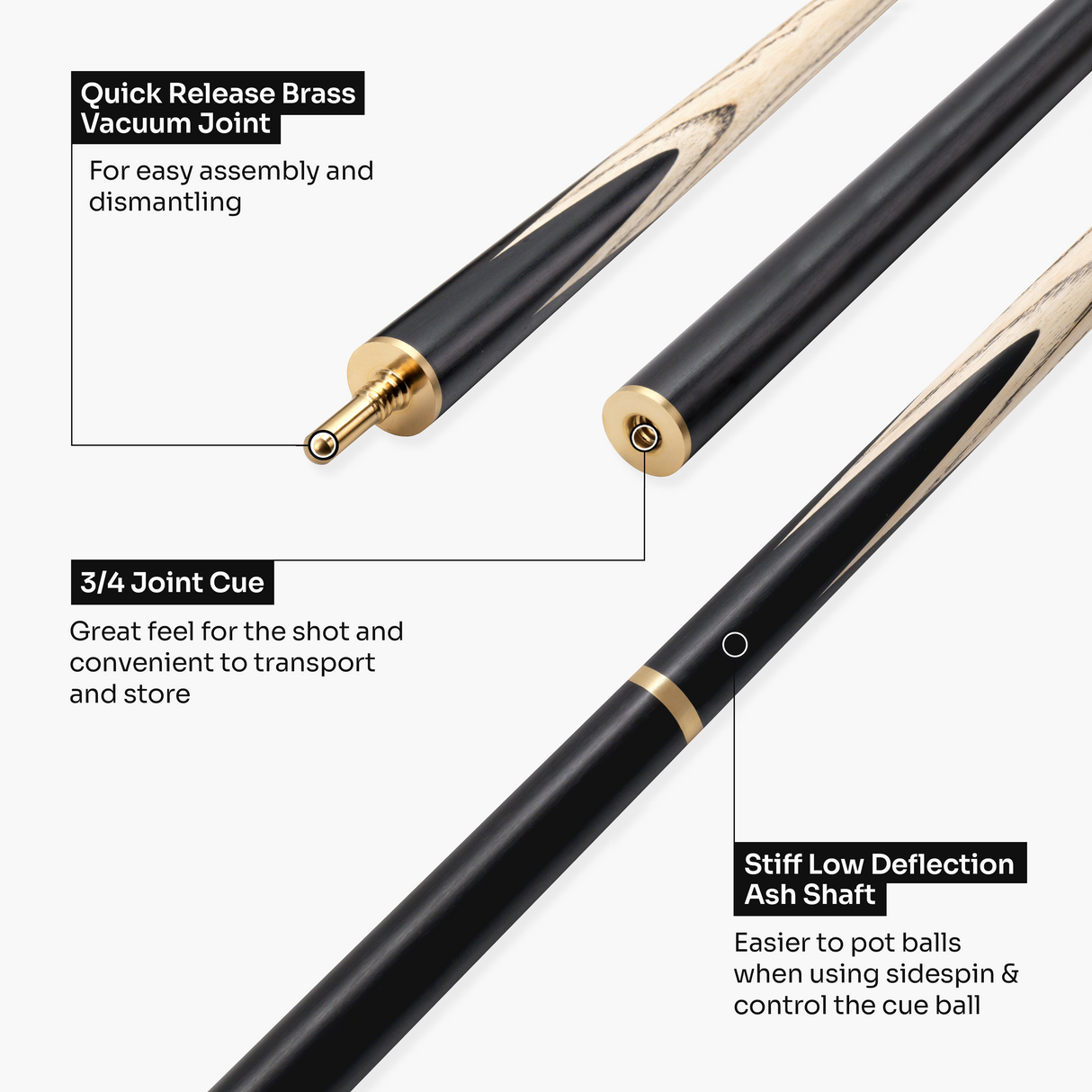 Baize Master Earthen Marksman ¾ Joint English Pool Cue with 8.5mm Baize Master Pro Impact Hybrid Tip
