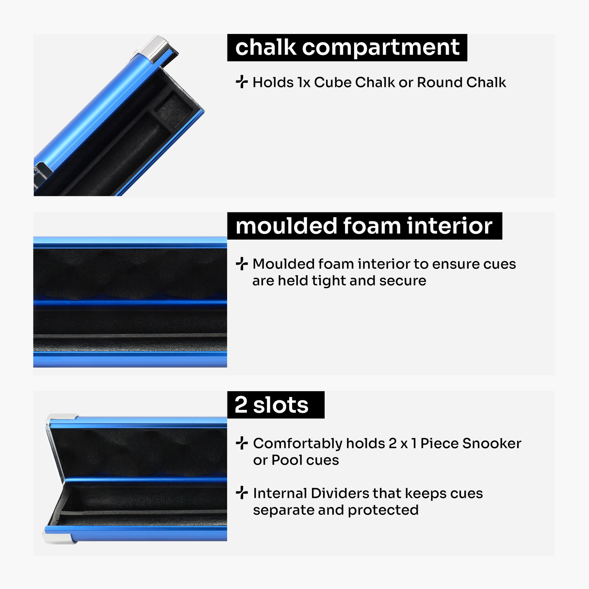 Baize Master Prestige Pro-Lock 1 Piece Luxury Metal Cue Case - Holds 2 x 1 Piece Cues