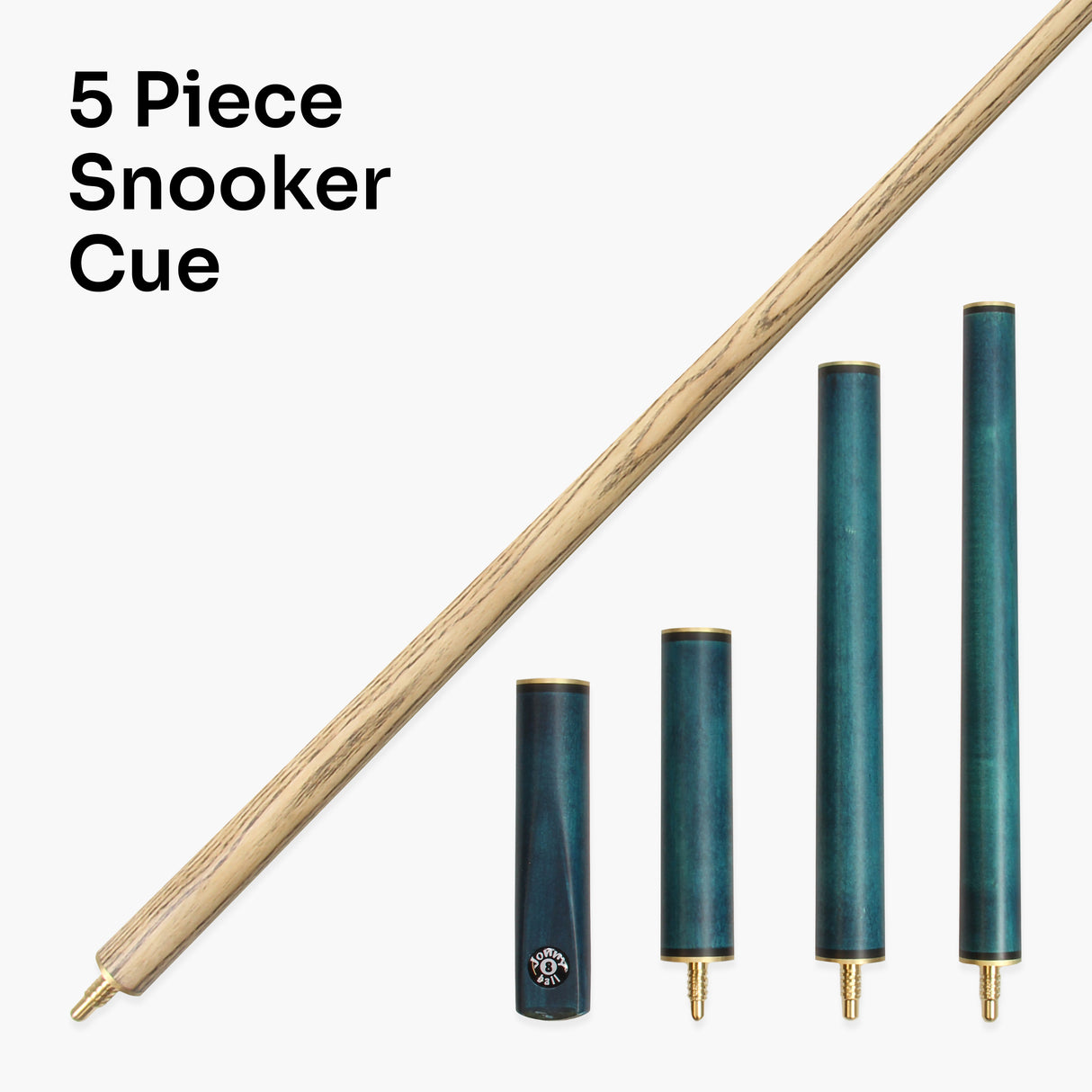 Jonny 8 Ball COMBI Length Adjustable 5 Piece Ash Snooker Pool Cue – 9mm Tip