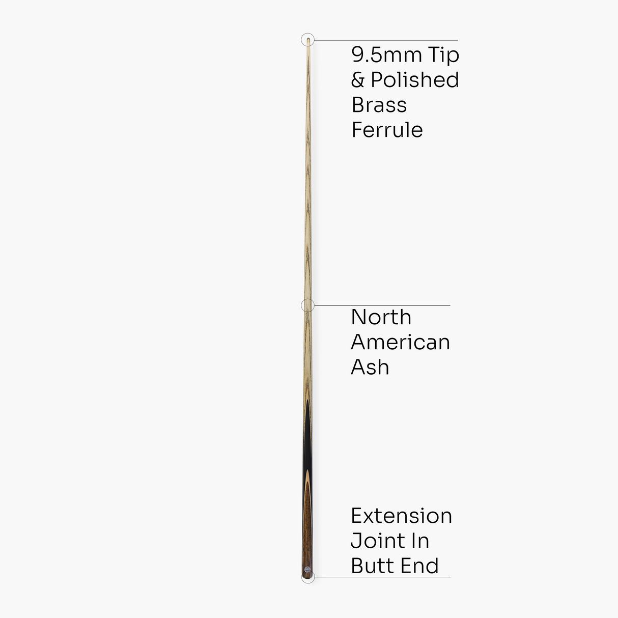 Baize Master Kingswood 57 Inch One Piece Professional Ash Snooker Pool Cue with 9.5mm Pro-Impact Medium Tip