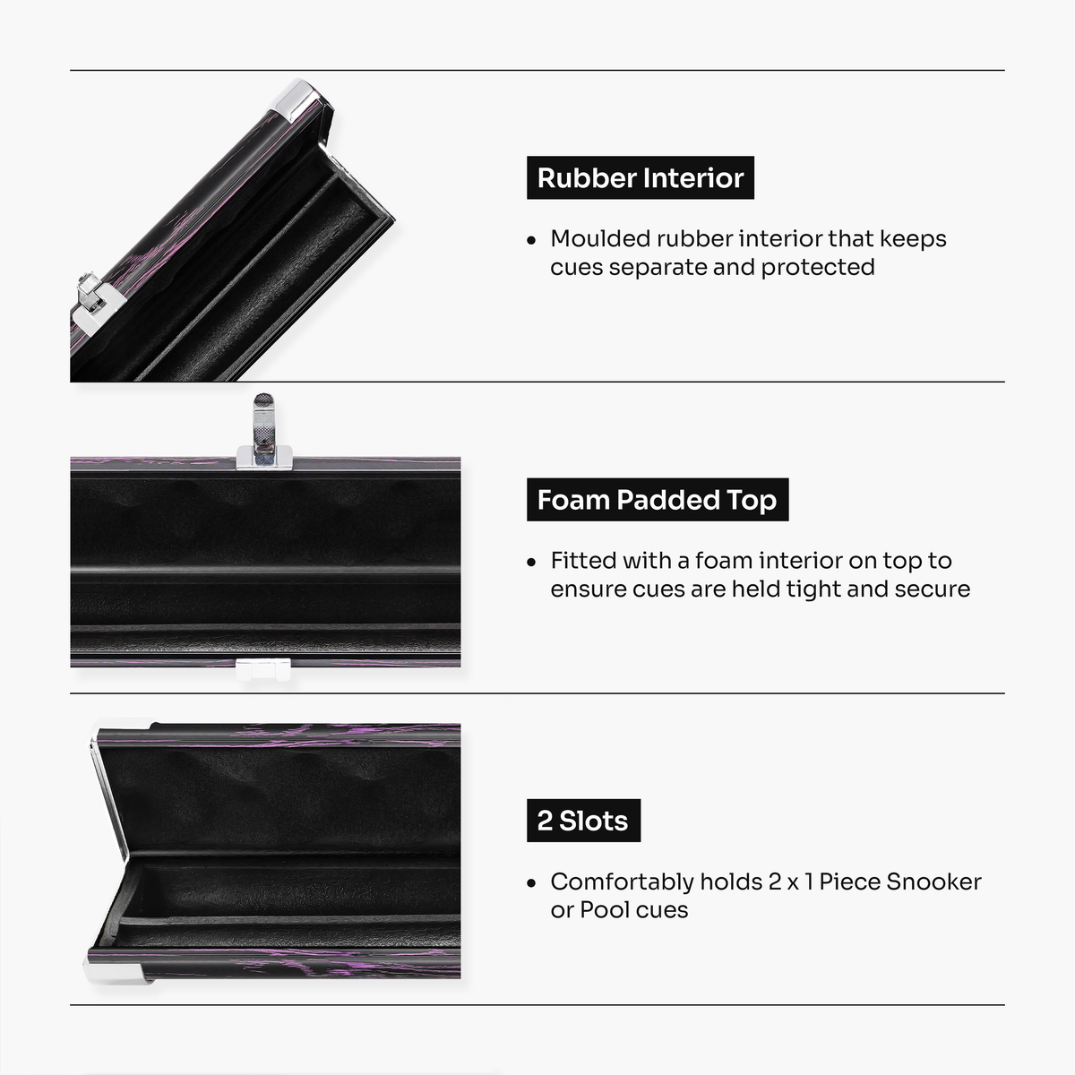 Baize Master Woodgrain 1 Piece 2 Slot Aluminium Snooker and Pool Cue Case - Holds 2 Cues