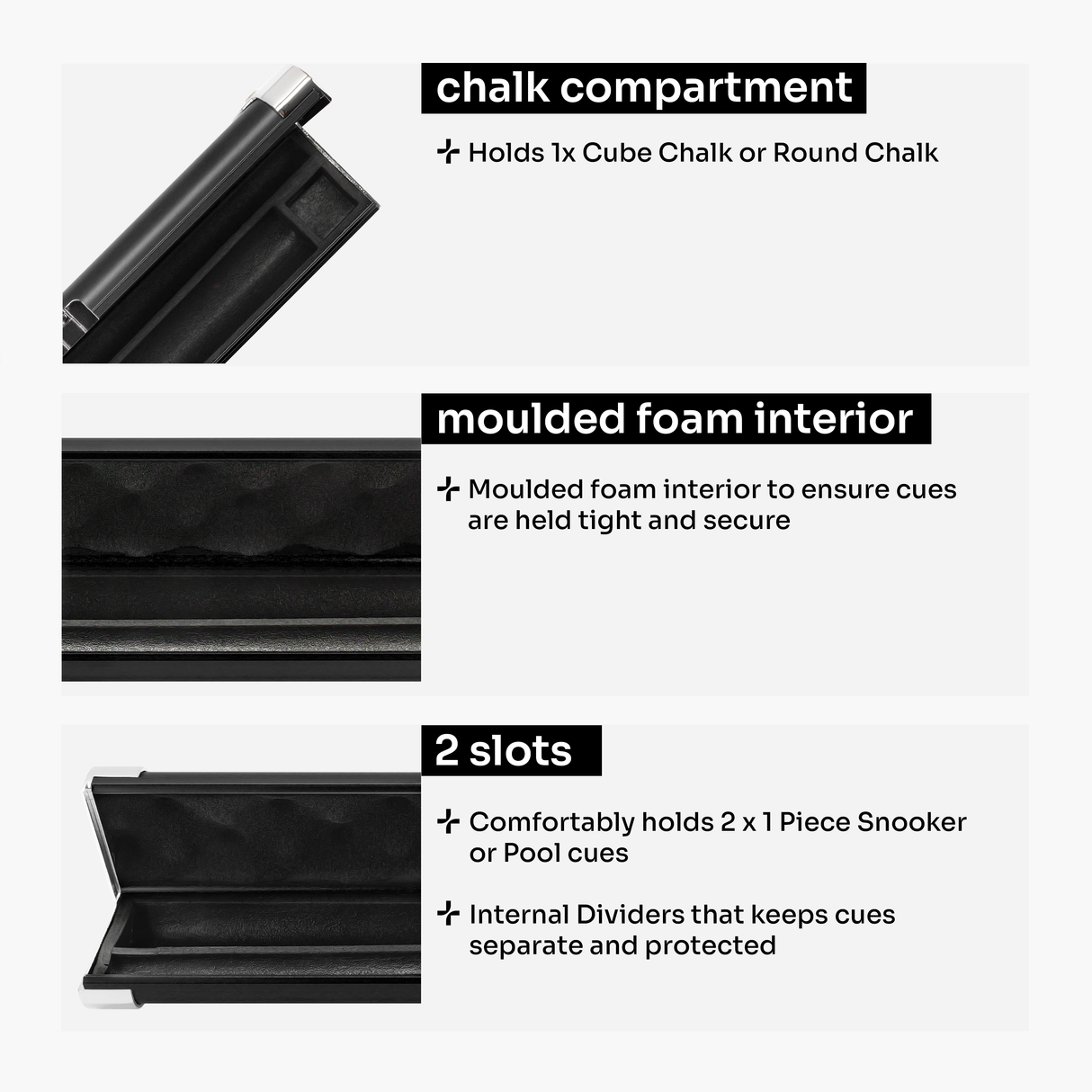 Baize Master Prestige Pro-Lock 1 Piece Luxury Metal Cue Case - Holds 2 x 1 Piece Cues