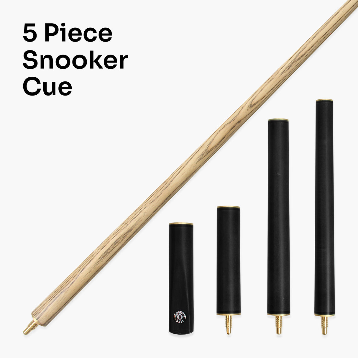 Jonny 8 Ball COMBI Length Adjustable 5 Piece Ash Snooker Pool Cue – 9mm Tip
