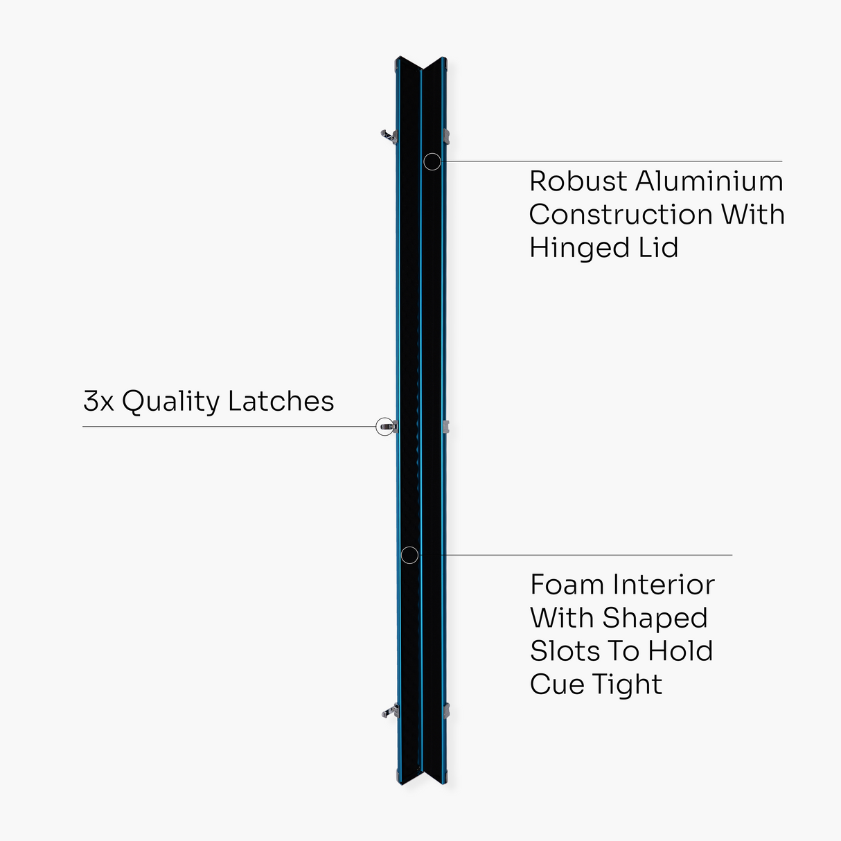 Baize Master SATIN LINE 3/4 Luxury Aluminium Cue Case - Holds 1 x 3/4 Joint Cue + Extensions