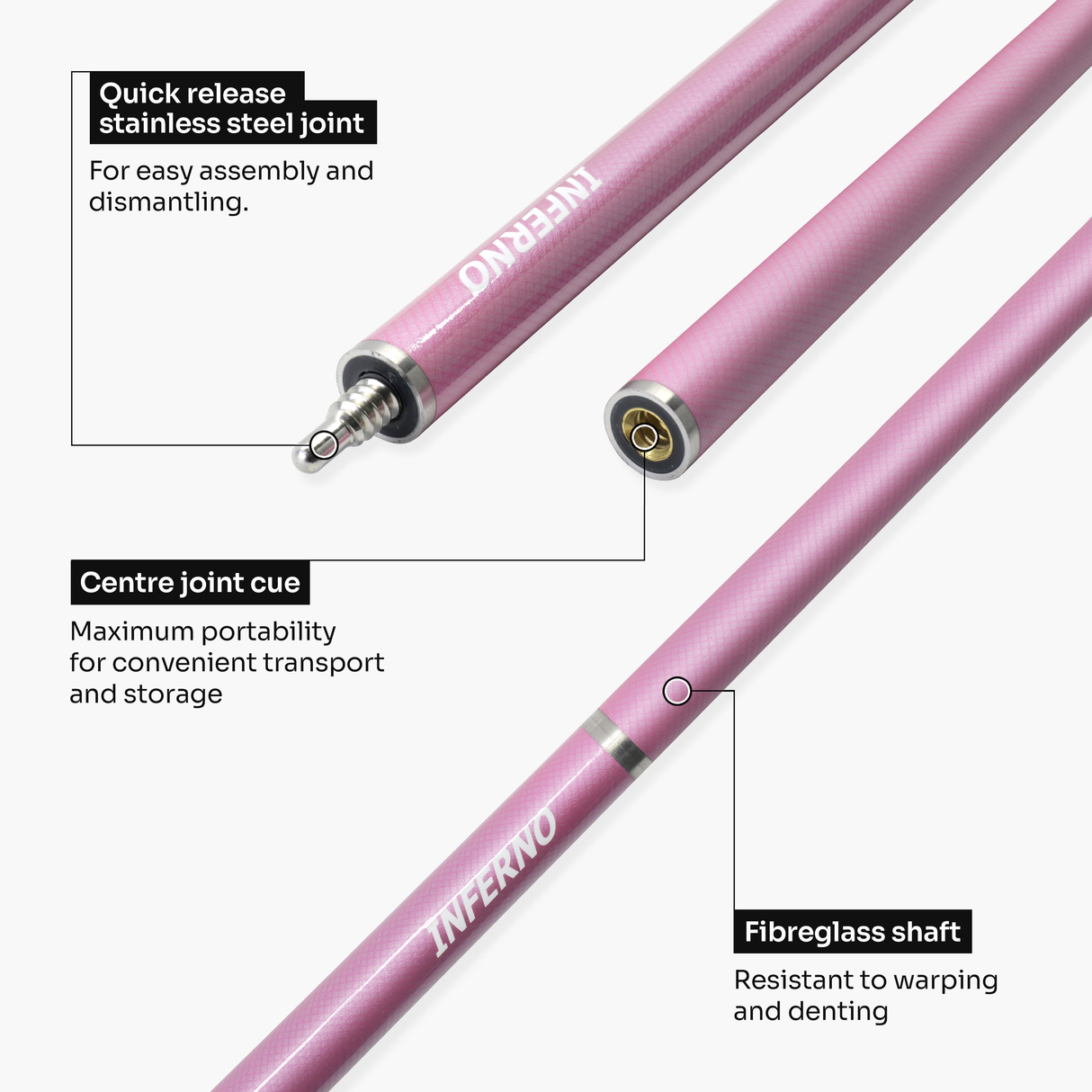 Jonny 8 Ball Inferno 2 Piece Graphite Fiberglass Cue and Case Set 9.5mm Green Layered Tip
