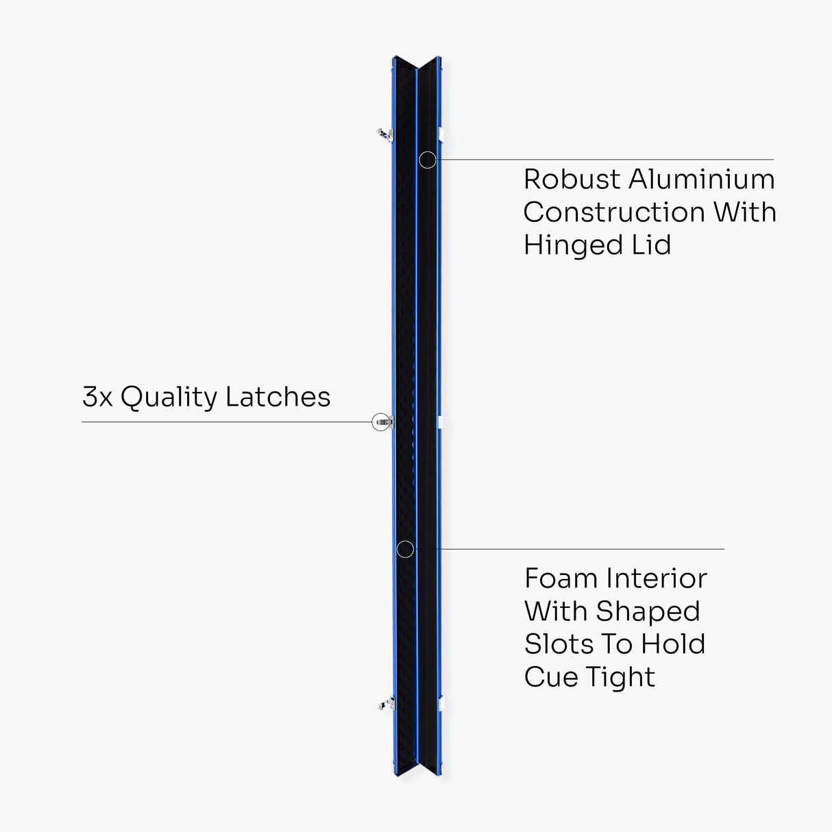 Baize Master SATIN LINE 3/4 Luxury Aluminium Cue Case - Holds 1 x 3/4 Joint Cue + Extensions