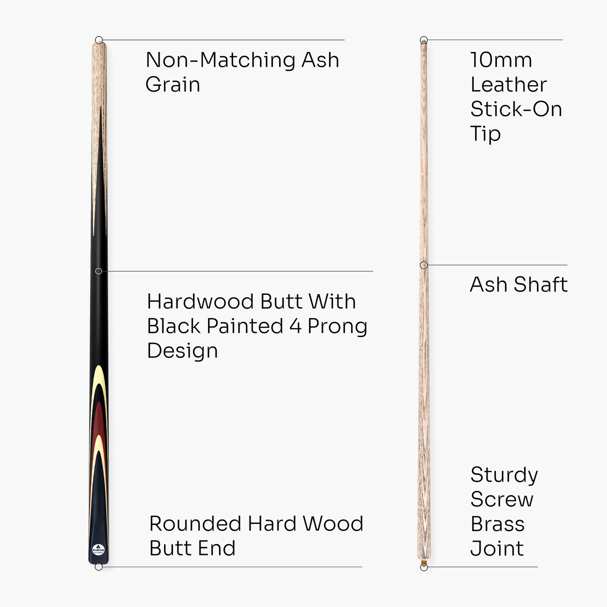 Kudos Pulse 57 Inch 2 Piece Heavyweight Snooker Pool Cue and Case Set 9.5mm Tip