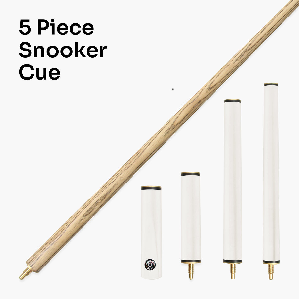 Jonny 8 Ball COMBI Length Adjustable 5 Piece Ash Snooker Pool Cue – 9mm Tip